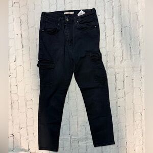 Levi’s 721 High Rise Skinny Cargo Jeans Womens Size 30 Black Denim